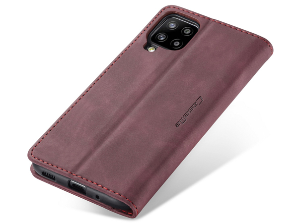 CaseMe Slim Synthetic Leather Wallet Case with Stand for Samsung Galaxy A42 5G - Burgundy