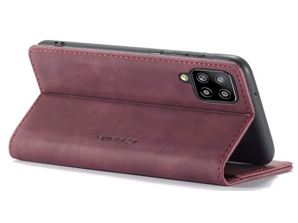 CaseMe Slim Synthetic Leather Wallet Case with Stand for Samsung Galaxy A42 5G - Burgundy