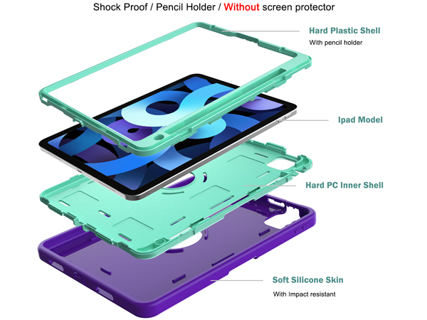 Impact Case for iPad Air 4 / Air 5 - Purple/Mint