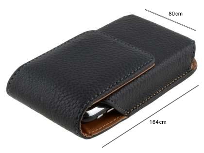 Textured Synthetic Leather Vertical Belt Pouch - Mobile Only
