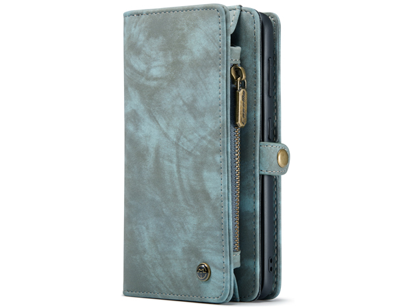 CaseMe 2-in-1 Synthetic Leather Wallet Case for Samsung Galaxy S21+ 5G - Teal/Ash Leather Wallet Case