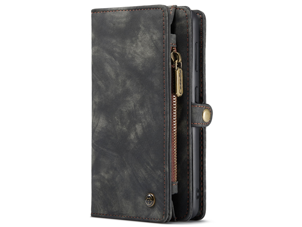 CaseMe 2-in-1 Synthetic Leather Wallet Case for Samsung Galaxy S21+ - Khaki/Grey Leather Wallet Case