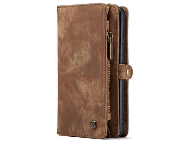 CaseMe 2-in-1 Synthetic Leather Wallet Case for Samsung Galaxy S21+ - Beige/Tan Leather Wallet Case