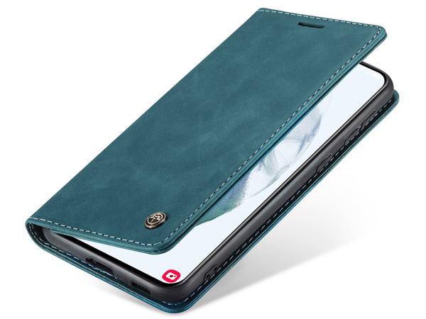 CaseMe Slim Synthetic Leather Wallet Case with Stand for Samsung Galaxy S21 - Teal Leather Wallet Case
