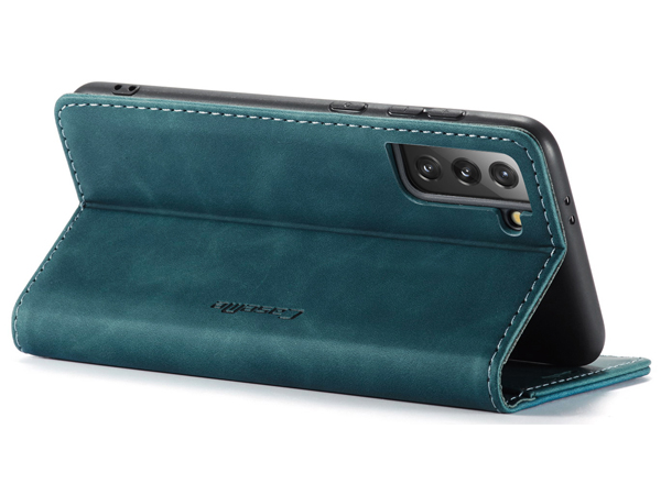 CaseMe Slim Synthetic Leather Wallet Case with Stand for Samsung Galaxy S21 - Teal
