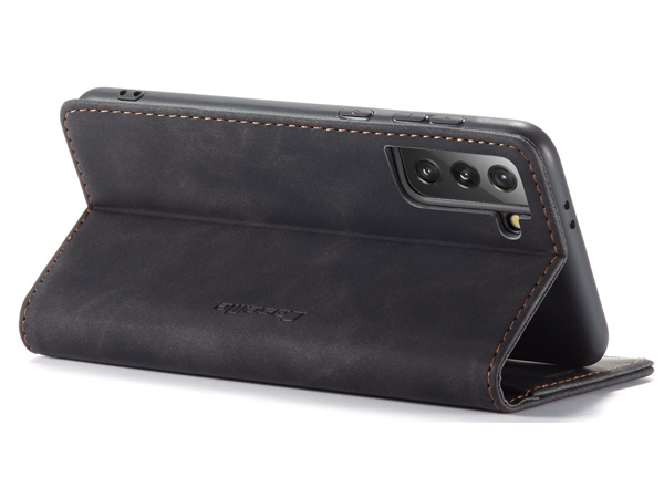 CaseMe Slim Synthetic Leather Wallet Case with Stand for Samsung Galaxy S21 - Charcoal