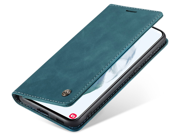 CaseMe Slim Synthetic Leather Wallet Case with Stand for Samsung Galaxy S21+ - Teal Leather Wallet Case