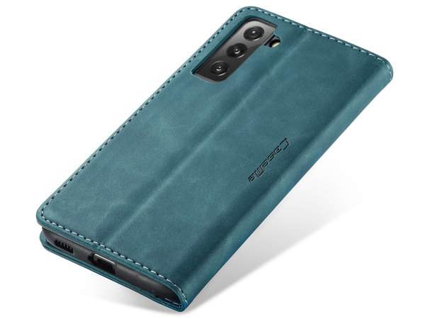 CaseMe Slim Synthetic Leather Wallet Case with Stand for Samsung Galaxy S21+ - Teal