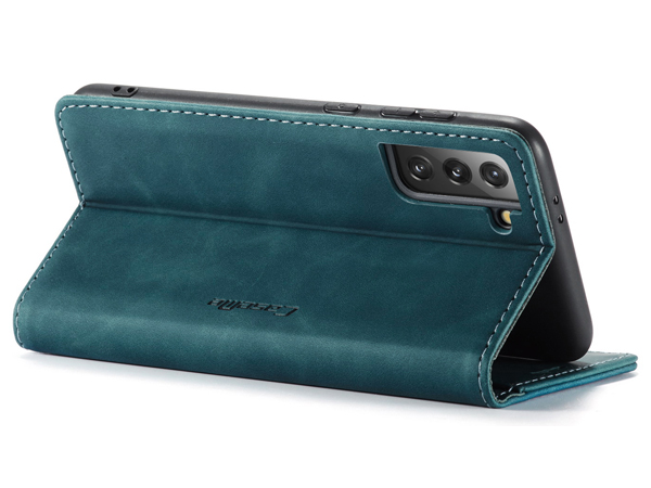 CaseMe Slim Synthetic Leather Wallet Case with Stand for Samsung Galaxy S21+ - Teal
