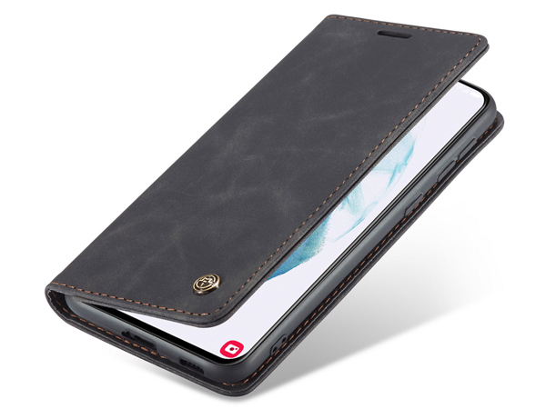 CaseMe Slim Synthetic Leather Wallet Case with Stand for Samsung Galaxy S21+ - Charcoal Leather Wallet Case