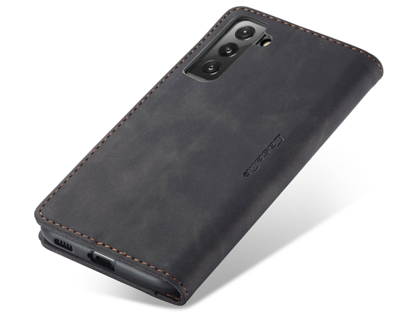 CaseMe Slim Synthetic Leather Wallet Case with Stand for Samsung Galaxy S21+ - Charcoal