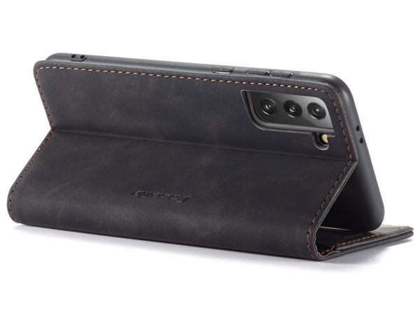 CaseMe Slim Synthetic Leather Wallet Case with Stand for Samsung Galaxy S21+ - Charcoal