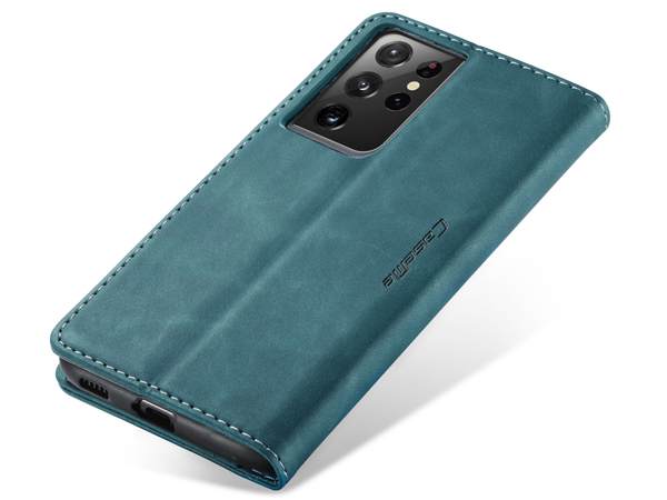 CaseMe Slim Synthetic Leather Wallet Case with Stand for Samsung Galaxy S21 Ultra - Teal