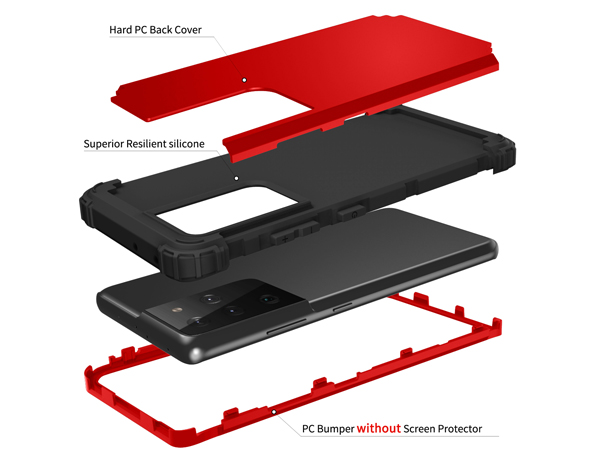 Defender Case for the Samsung Galaxy S21 Ultra - Red