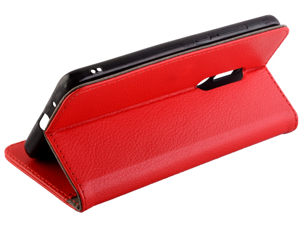 Synthetic Leather Wallet Case with Stand for Nokia C3 (2020) - Red