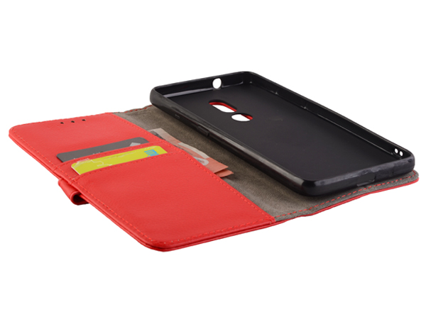 Synthetic Leather Wallet Case with Stand for Nokia C3 (2020) - Red