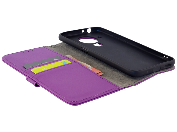Synthetic Leather Wallet Case with Stand for Nokia 5.4 - Purple