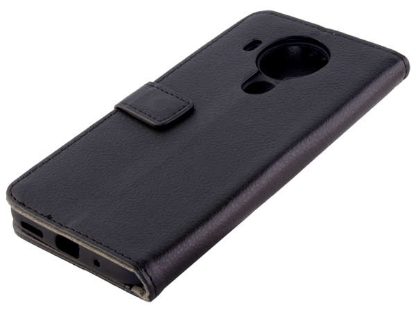 Synthetic Leather Wallet Case with Stand for Nokia 5.4 - Black Leather Wallet Case