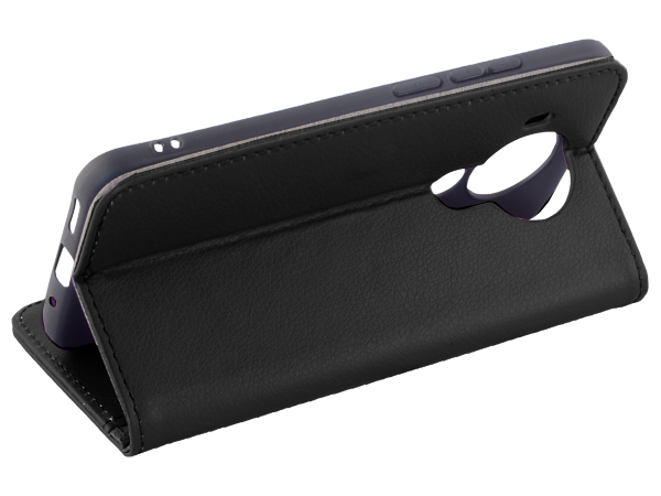 Synthetic Leather Wallet Case with Stand for Nokia 5.4 - Black