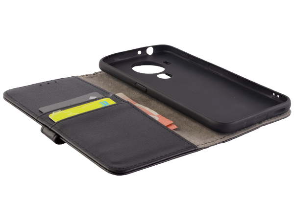 Synthetic Leather Wallet Case with Stand for Nokia 5.4 - Black