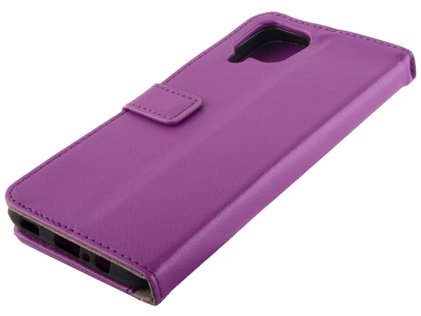 Synthetic Leather Wallet Case with Stand for Samsung Galaxy A12 - Purple Synthetic Leather Wallet Case with Stand for Samsung Galaxy A12 - Purple