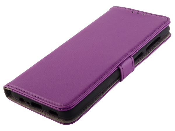 Synthetic Leather Wallet Case with Stand for Samsung Galaxy A12 - Purple