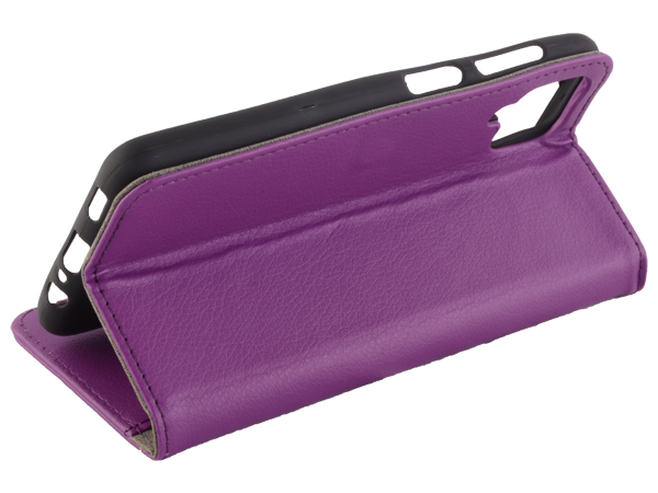 Synthetic Leather Wallet Case with Stand for Samsung Galaxy A12 - Purple