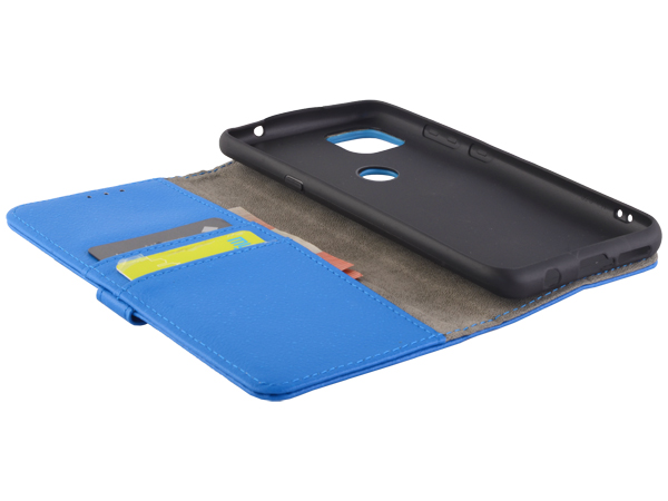 Synthetic Leather Wallet Case with Stand for Motorola Moto G 5G - Blue