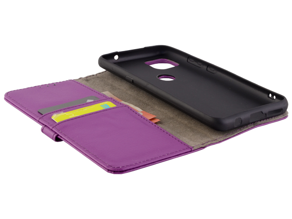 Synthetic Leather Wallet Case with Stand for Motorola Moto G 5G - Purple