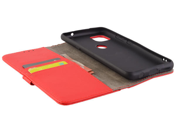 Synthetic Leather Wallet Case with Stand for Motorola Moto G 5G - Red