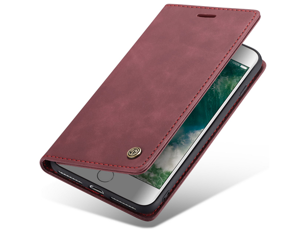 CaseMe Slim Synthetic Leather Wallet Case with Stand for iPhone 8 Plus/7 Plus - Burgundy