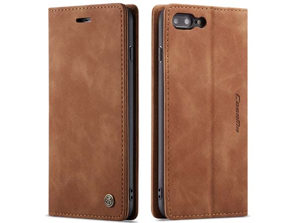 CaseMe Slim Synthetic Leather Wallet Case with Stand for iPhone 8 Plus/7 Plus - Tan