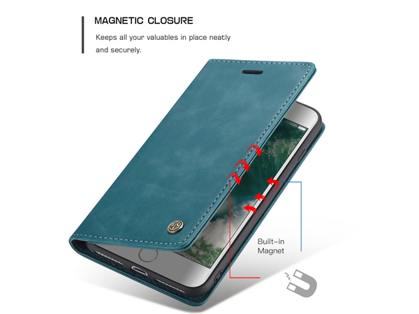 CaseMe Slim Synthetic Leather Wallet Case with Stand for iPhone 6 Plus/6s Plus - Teal