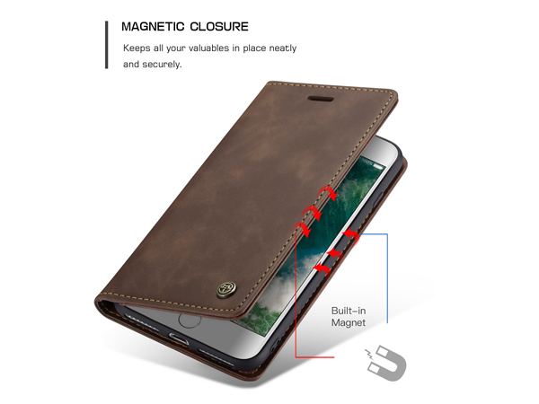 CaseMe Slim Synthetic Leather Wallet Case with Stand for iPhone 6 Plus/6s Plus - Chocolate