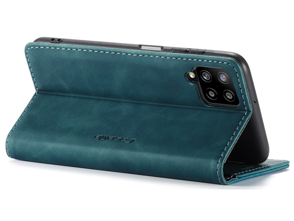 CaseMe Slim Synthetic Leather Wallet Case with Stand for Samsung Galaxy A12 - Teal