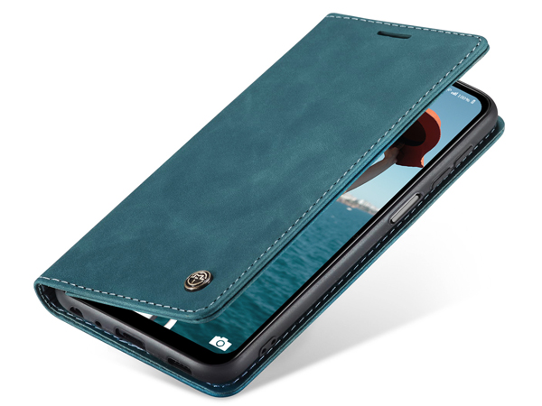 CaseMe Slim Synthetic Leather Wallet Case with Stand for Samsung Galaxy A12 - Teal