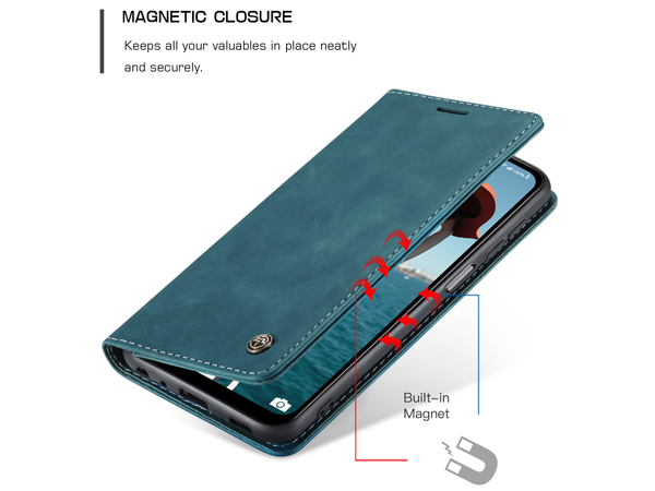 CaseMe Slim Synthetic Leather Wallet Case with Stand for Samsung Galaxy A12 - Teal