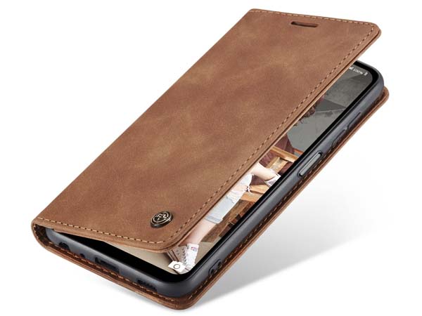 CaseMe Slim Synthetic Leather Wallet Case with Stand for Samsung Galaxy A12 - Tan CaseMe Slim Synthetic Leather Wallet Case with Stand for Samsung Galaxy A12 - Tan