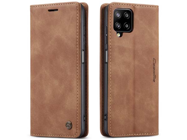 CaseMe Slim Synthetic Leather Wallet Case with Stand for Samsung Galaxy A12 - Tan