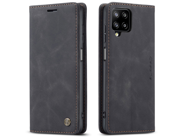 CaseMe Slim Synthetic Leather Wallet Case with Stand for Samsung Galaxy A12 - Charcoal