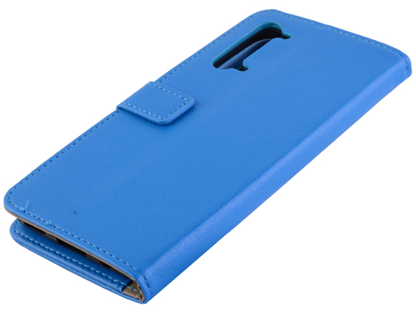 Synthetic Leather Wallet Case with Stand for OPPO Find X2 Lite - Blue Leather Wallet Case