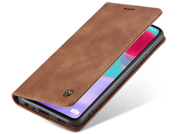 CaseMe Slim Synthetic Leather Wallet Case with Stand for Samsung Galaxy A52s/A52 - Tan Leather Wallet Case