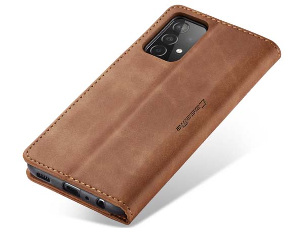 CaseMe Slim Synthetic Leather Wallet Case with Stand for Samsung Galaxy A52s/A52 - Tan