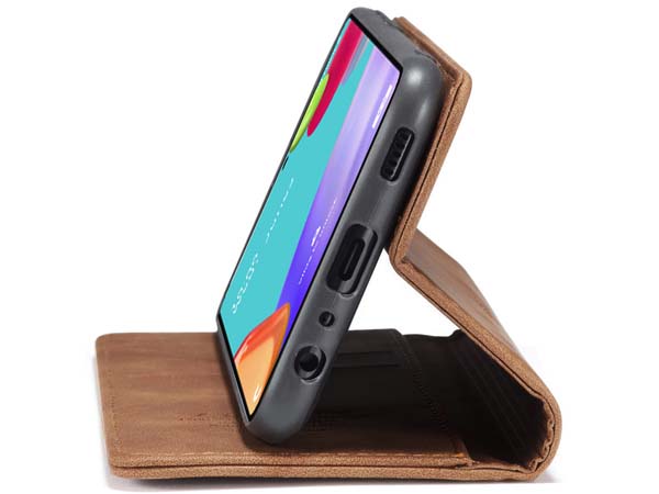 CaseMe Slim Synthetic Leather Wallet Case with Stand for Samsung Galaxy A52s/A52 - Tan