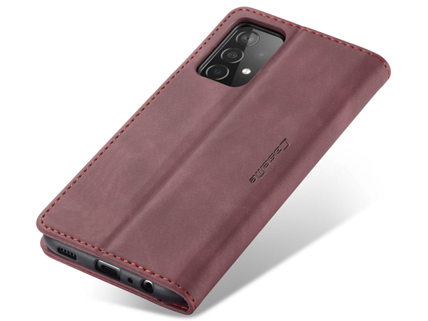 CaseMe Slim Synthetic Leather Wallet Case with Stand for Samsung Galaxy A52s/A52 - Burgundy