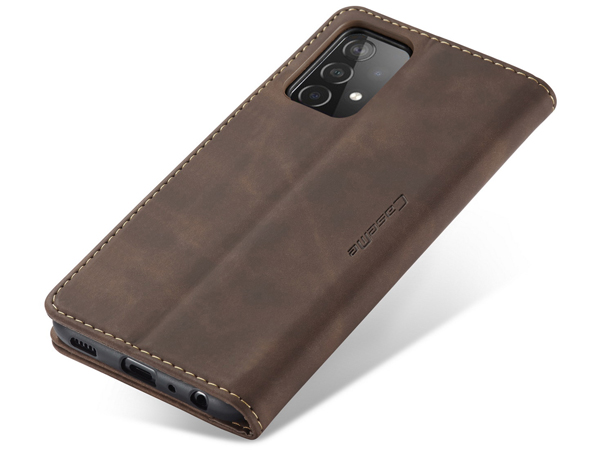 CaseMe Slim Synthetic Leather Wallet Case with Stand for Samsung Galaxy A52s/A52 - Chocolate