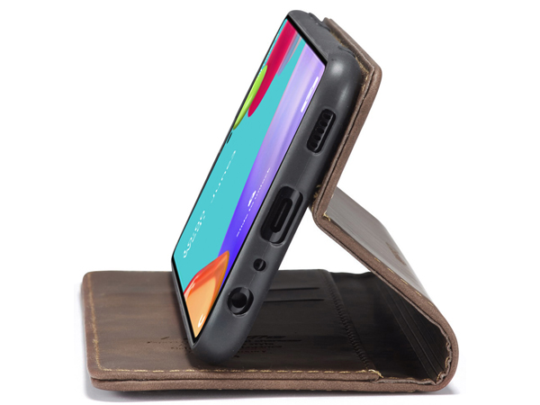 CaseMe Slim Synthetic Leather Wallet Case with Stand for Samsung Galaxy A52s/A52 - Chocolate