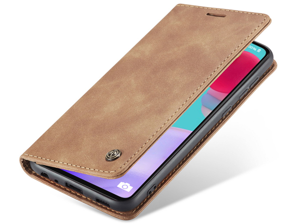 CaseMe Slim Synthetic Leather Wallet Case with Stand for Samsung Galaxy A32 5G - Tan Leather Wallet Case