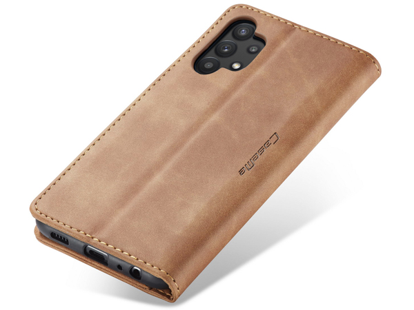 CaseMe Slim Synthetic Leather Wallet Case with Stand for Samsung Galaxy A32 5G - Tan