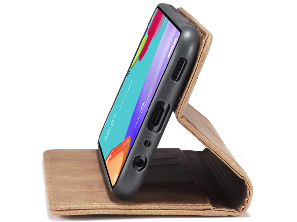 CaseMe Slim Synthetic Leather Wallet Case with Stand for Samsung Galaxy A32 5G - Tan